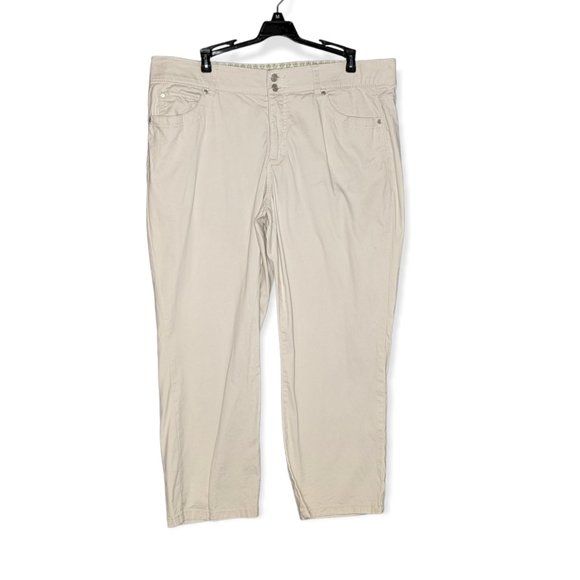 Bandolino Comfort Stretch Waistband Cropped Light Tan Pants Size 16 - Picture 1 of 12